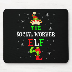 The Social Worker Elf Christmas Elf Matching Famil Mouse Mat