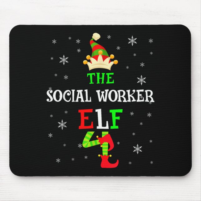 The Social Worker Elf Christmas Elf Matching Famil Mouse Mat (Front)