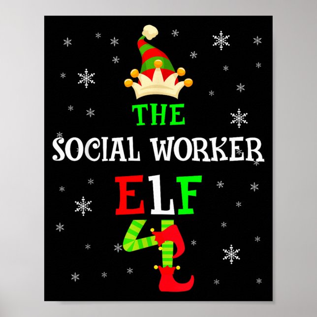 The Social Worker Elf Christmas Elf Matching Famil Poster (Front)