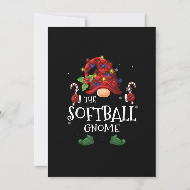 The Softball Gnome Buffalo Plaid Christmas Tree Li Invitation (Front)