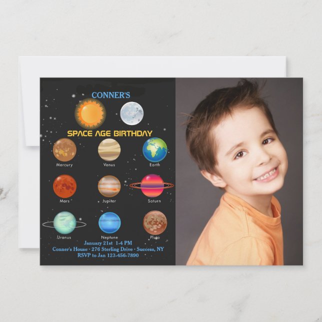 The Solar System Photo Invitation (Front)