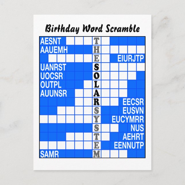 The Solar System Word Scramble Postcard (Front)