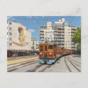 The Sollér train arrives at Palma, Mallorca. Postcard