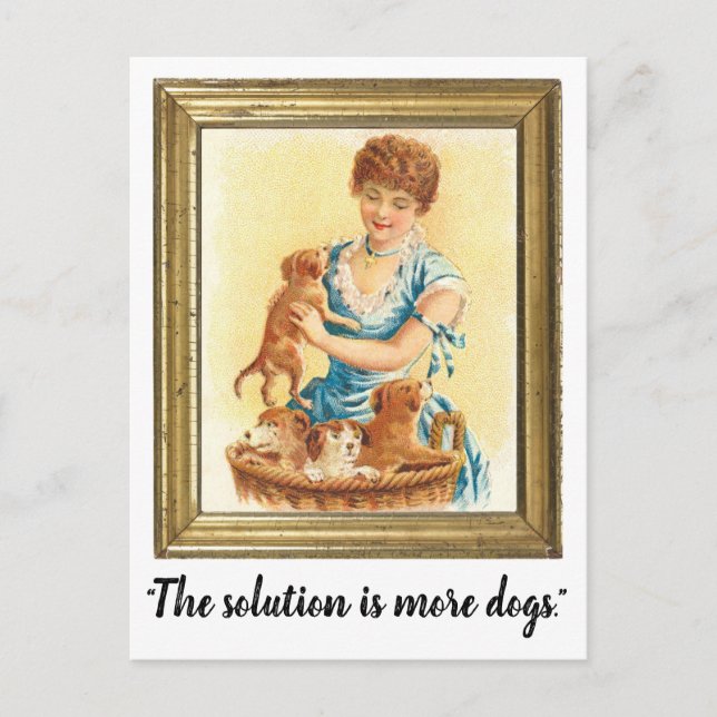 "The Solution Is More Dogs" Funny Postcard (Front)