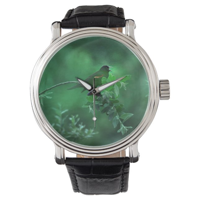 The Song, Bird Singing in Green Landscape Watch (Front)