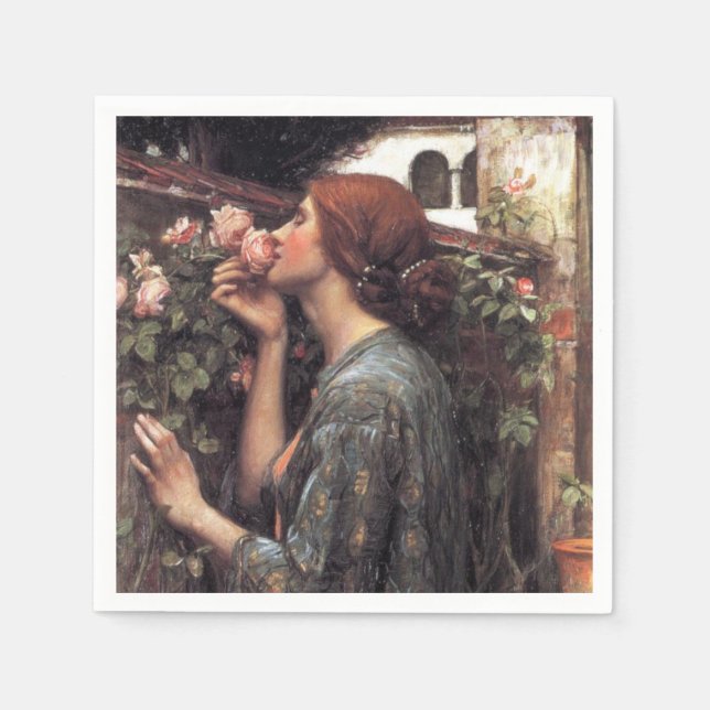 The Soul of the Rose (by John William Waterhouse) Napkin (Front)