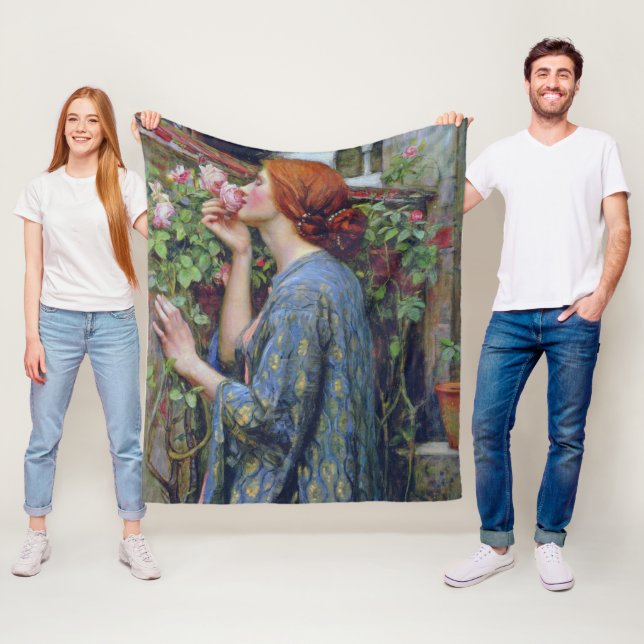 The Soul of the Rose, John William Waterhouse Fleece Blanket (In Situ)