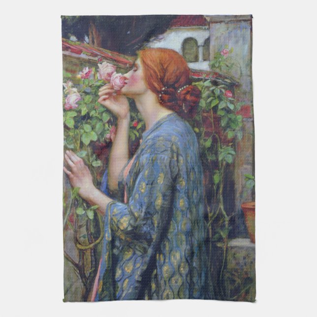 The Soul of the Rose, John William Waterhouse Tea Towel (Vertical)