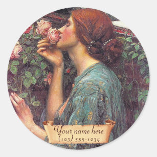 "The Soul of the Rose" Pre-Raphaelite Bookplate Classic Round Sticker