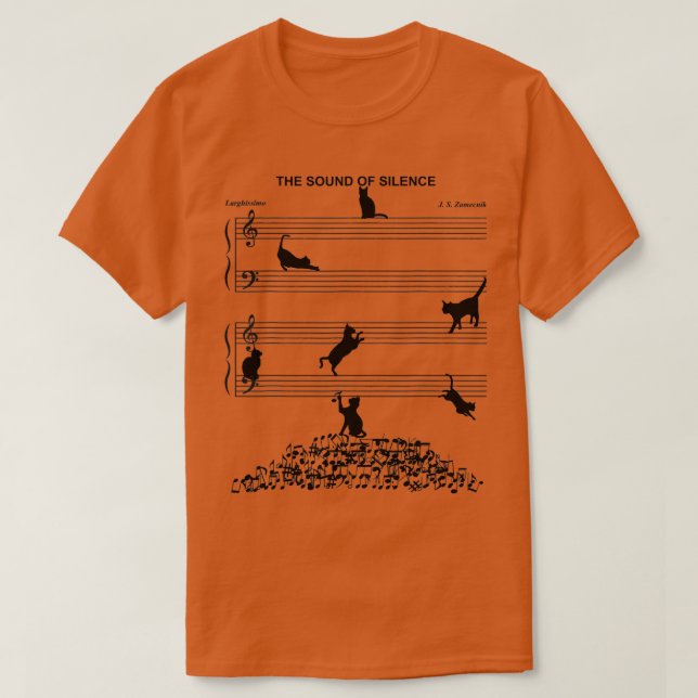 The Sound Of Silence Music And Cat Lover  T-Shirt (Design Front)