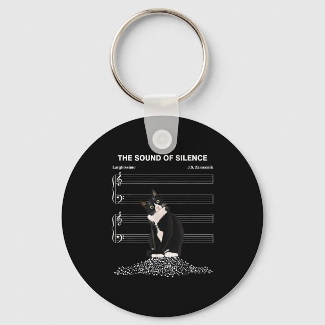 The Sound Of Silence Music And Cats Lover  Key Ring (Front)