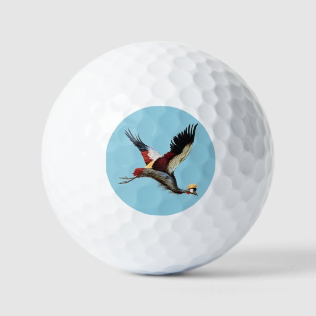 The South African crowned crane in mid-flight Golf Balls (Front)