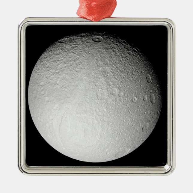 The South Pole of Saturn's moon Tethys Metal Tree Decoration (Front)
