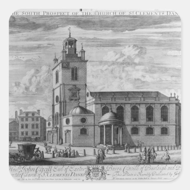 The South Prospect of the Church of St. Square Sticker (Front)