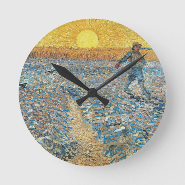 The Sower by the Dutch painter Vincent van Gogh Round Clock (Front)