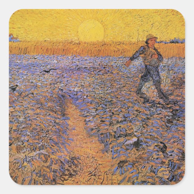 The Sower by Vincent van Gogh Square Sticker (Front)