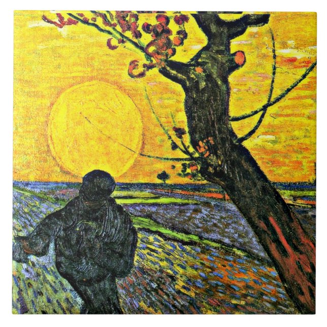 The Sower, fine art painting by Vincent van Gogh Tile (Front)