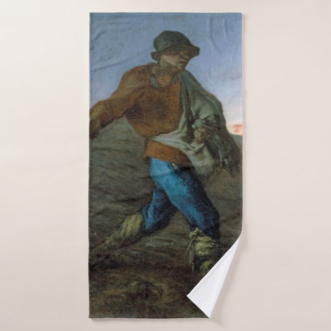 The Sower, Jean-Francois Millet Bath Towel (Bath Towel)