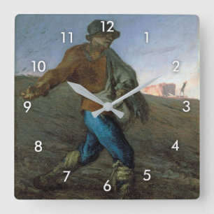 The Sower, Jean-Francois Millet Square Wall Clock