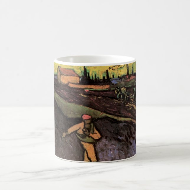 The Sower: Outskirts of Arles by Vincent van Gogh Coffee Mug (Center)