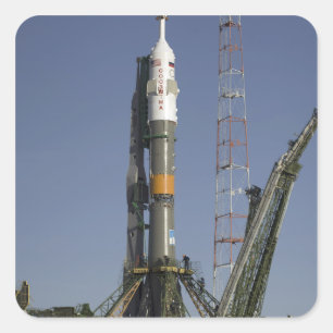 The Soyuz rocket is erected into position 2 Square Sticker