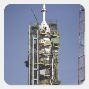 The Soyuz rocket is erected into position Square Sticker