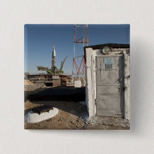 The Soyuz rocket shortly after arrival 2 15 Cm Square Badge