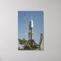 The Soyuz rocket shortly after arrival