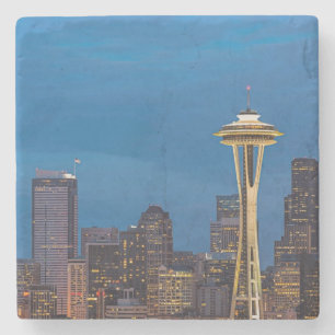 The Space Needle and downtown Seattle Stone Coaster