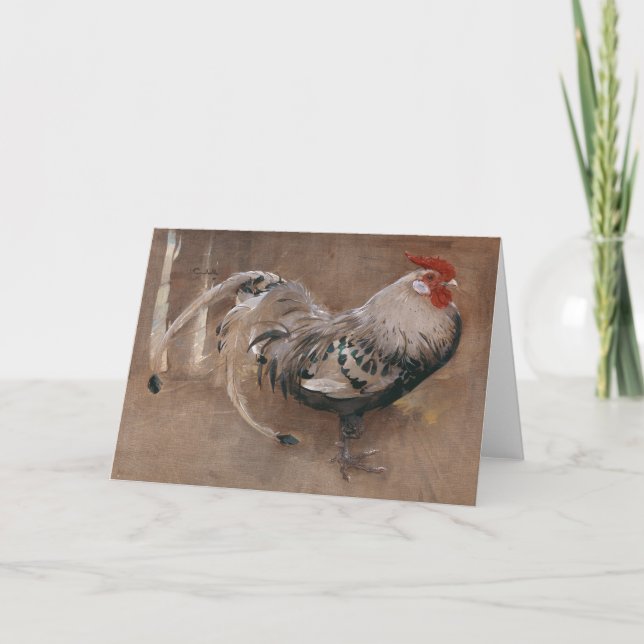 The Spangled Rooster | Joseph Crawhall Card (Front)