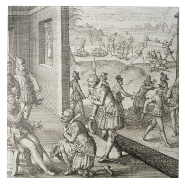 The Spanish Capture Fort Caroline, 1565, from 'New Tile (Front)