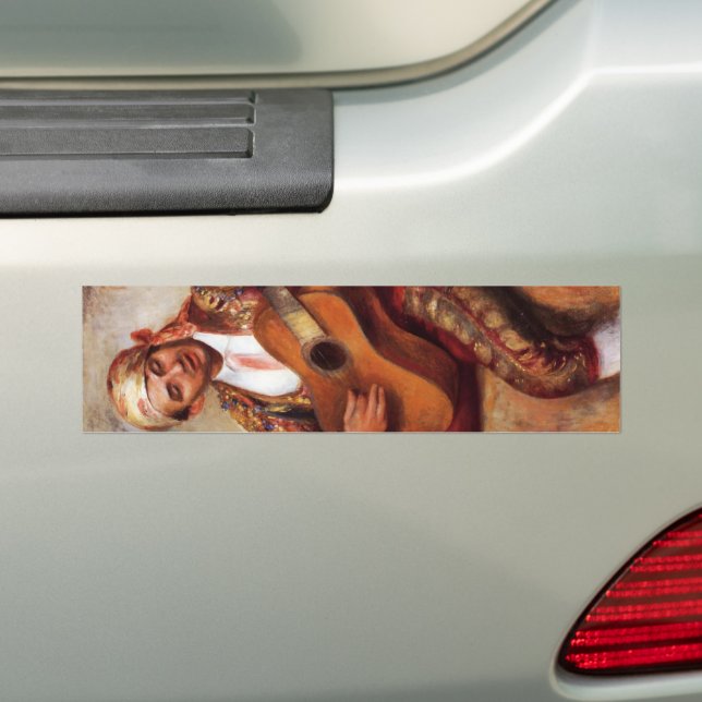 The Spanish Guitarist (by Pierre-August Renoir) Bumper Sticker (On Car)