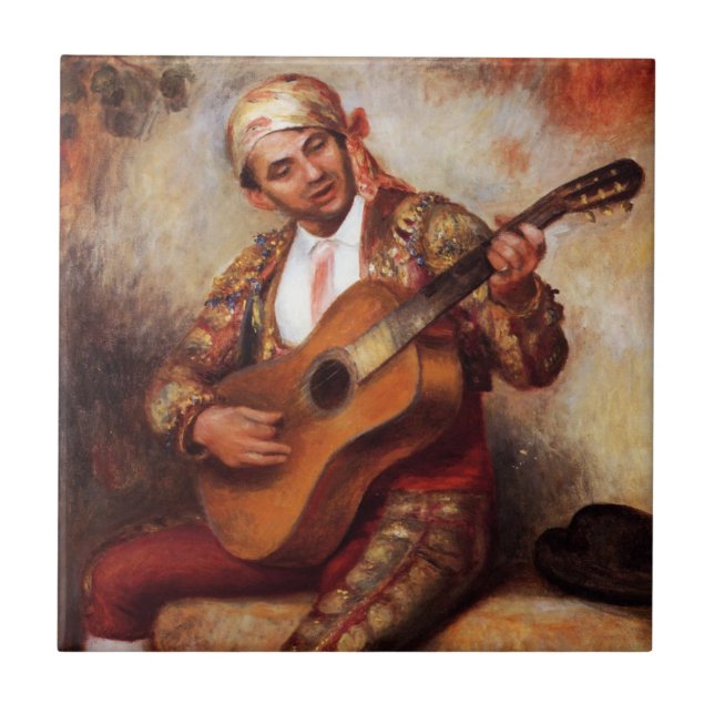 The Spanish Guitarist (by Pierre-August Renoir) Tile (Front)