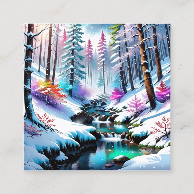 The sparkling snow in the picture is so beautiful! square business card (Front)