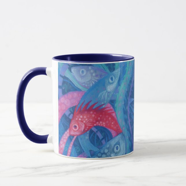The Spawning, Fish, Pink & Blue, Underwater Mug (Left)
