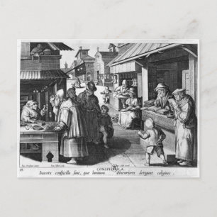 The Spectacles Seller, engraved by Jan Collaert Postcard