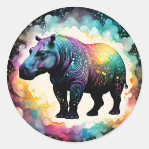 The Spectral Hippo: A Holographic Journey Classic Round Sticker