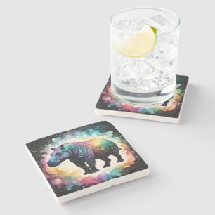 The Spectral Hippo: A Holographic Journey Stone Coaster