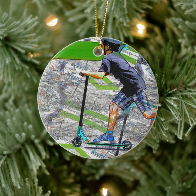 The Speedster - Scooter Rider Ceramic Ornament (Tree)