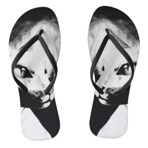 The Sphynx Cat Feline Animal Portrait Original Art Flip Flops