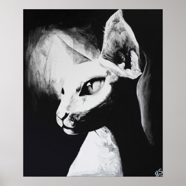 The Sphynx Cat Feline Original Art Poster (Front)