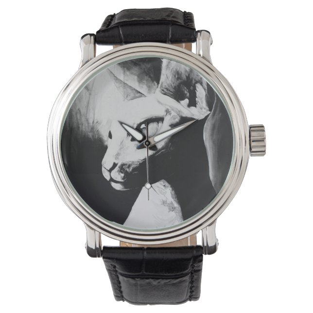 The Sphynx Cat Feline Original Art Watch (Front)