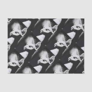 The Sphynx Cat Hairless Kitty Pet Black White Art Tissue Paper