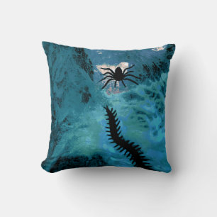The Spider And The Centipede-Blue Throw Pillow