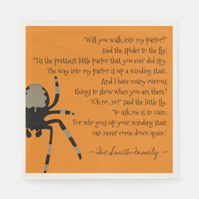 The Spider and the Fly Poem Napkin (Front)