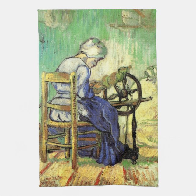 The Spinner by Vincent van Gogh Tea Towel (Vertical)