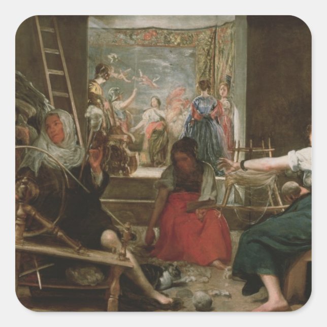 The Spinners, or The Fable of Arachne, 1657 Square Sticker (Front)