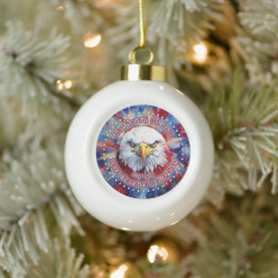The Spirit Of 1776, 2026 America’s Red Eagle Firew Ceramic Ball Christmas Ornament