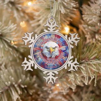 The Spirit Of 1776, 2026 America’s Red Eagle Firew Snowflake Pewter Christmas Ornament