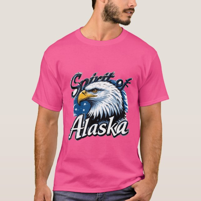 "The Spirit of Alaska" Eagle and Wilderness  T-Shirt (Front)